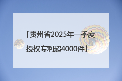 贵州省2025年一季度授权专利超4000件